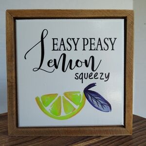 Summer Home Kitchen Decor Sign "Easy Peasy Lemon Squeezy" Wall Hanging